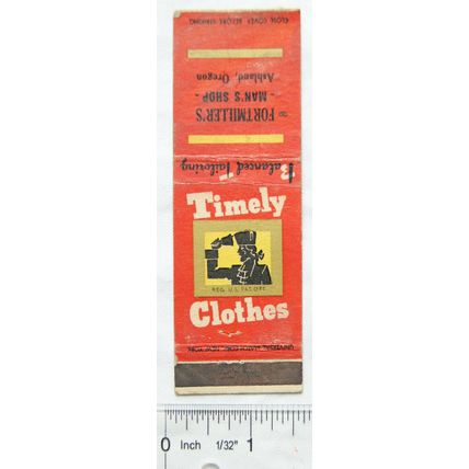 old Matchbook Cover - Fortmillers Mans Shop, Ashland, Oregon