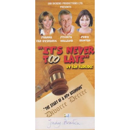 Judy Buxton General Hospital TV Show Its Never Too Late Signed Theatre Flyer