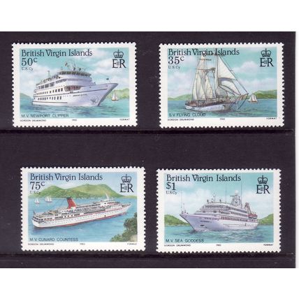 BRITISH VIRGIN IS 1986 CRUISE SHIPS SET 4 VALS U/M MINT#3