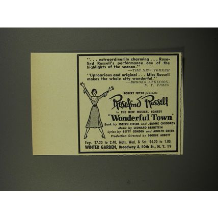 1953 Wonderful Town Play Ad - extraordinarily charming