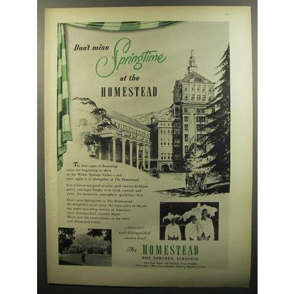 1953 Homestead Resort Ad - Don't miss Springtime at the Homestead