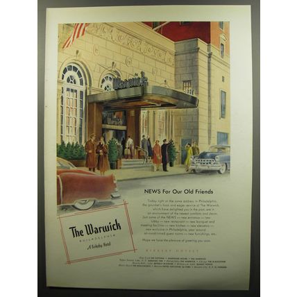 1953 The Warwick Hotel Ad - News for our old friends