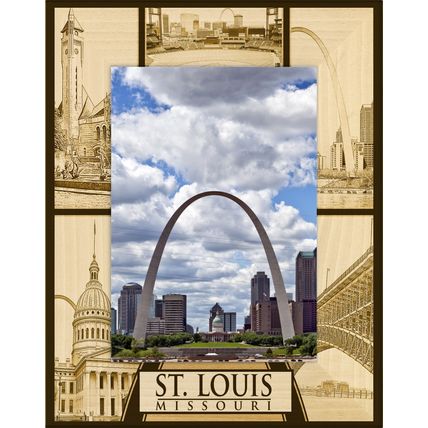 St Louis Missouri Laser Engraved Wood Picture Frame Portrait (5 x 7)