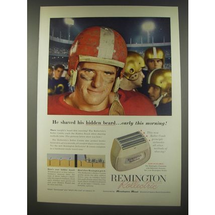 1956 Remington Rollectric Shaver Ad - He shaved his hidden beard