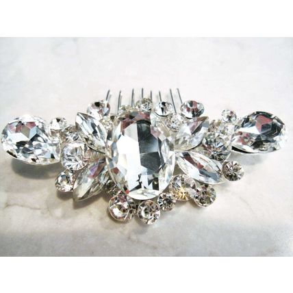 Crystal silver hair comb barrette clip bridal clip silver bridal barrette