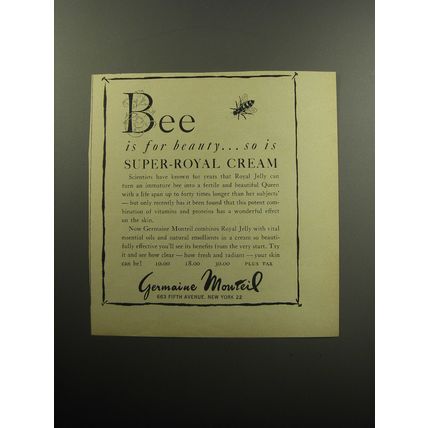 1957 Germaine Monteil Super-Royal Cream Ad - Bee is for beauty