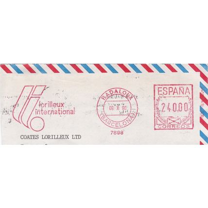 Badelona metered postmark Spain 1990 Lorilleux International 240 ptaVGC