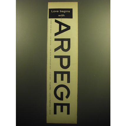 1958 Lanvin Arpege Perfume Advertisement - Love begins with Arpege
