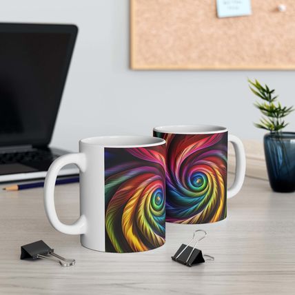 Fusion of Bright Rainbow Swirls in Motion #13 Ceramic Coffee Mug 11oz