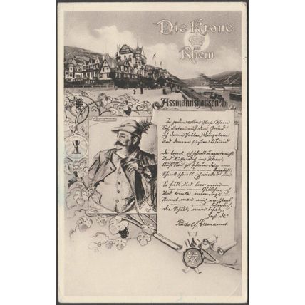 Assmannshausen, Die Krone am Rhein, 1952 - Fülle AK