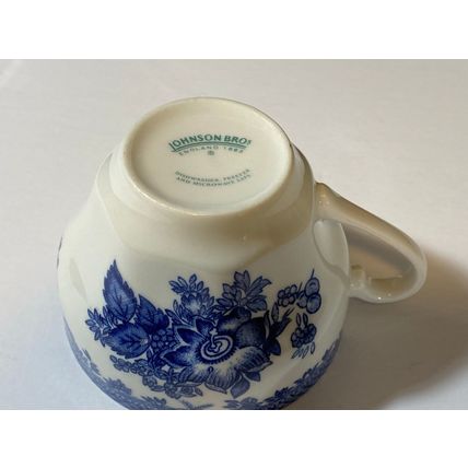Glass Tea Coffee Cup, Decorated Mug, Floral Pattern, Johnson Bros England 1883,