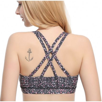 Sports Bra for Women, Criss-Cross Back Padded Strappy Sports Bras Gym