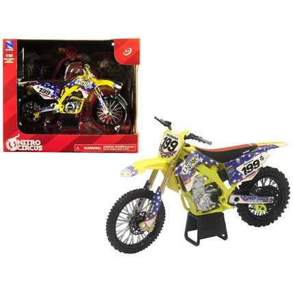 Suzuki RMZ450 Nitro Circus #199 Travis Pastrana Yellow/Blue 1/12 Diecast Moto...