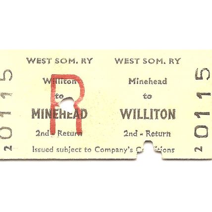 West Somerset Railway Edmondson Ticket - Minehead to Williton