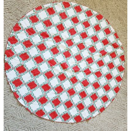 Vintage Circle Holiday Christmas Holly Mistletoe Country Style Tablecloth