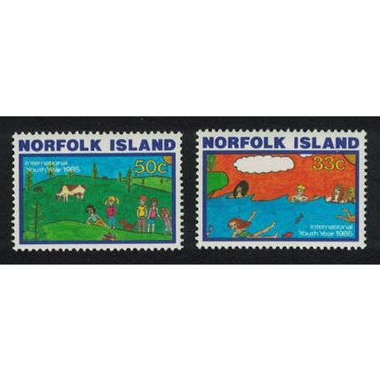Norfolk Intl Youth Year Children's Paintings 2v 1985 MNH SG#369-370 Sc#369-370