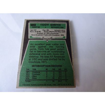 1975 Topps Football Card # 112 Tody Smith VG-Ex (4) Houston Oilers