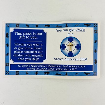 Native American Child - Gold Cross Shaped Mini Pin