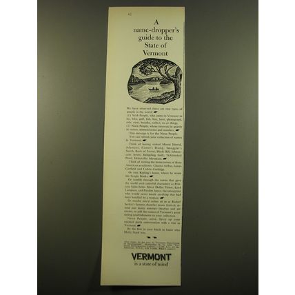 1961 Vermont Development Commission Advertisement - A name-dropper's guide
