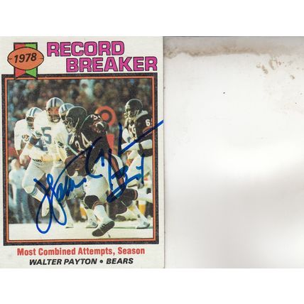 WALTER PAYTON 1979 AUTOGRAPHED RECORD BREAKER HOF SB CHAMPION RUNNING BACK CARD