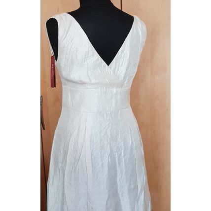 Monsoon Cream V-neck Crushed Satin Dress Size 12 UK