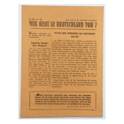 Original WW2 Russian/Soviet Air Drop Leaflet. - Code 1374. - 1942.