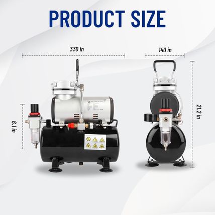Timbertech Airbrush Compressor, High-Performance Single-Piston Oil-Free Mini Com