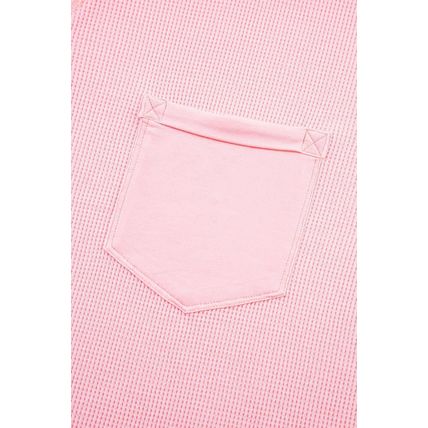 Pink Plus Size Ribbed Exposed Seam Tee and Shorts Set