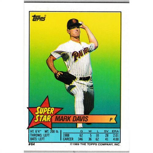 1989 Topps Yearbook Stickers - #64- Mark Davis Stickercard