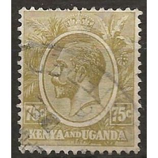 Kenya & Uganda 1922 SG86 75c Olive Fine Used . .