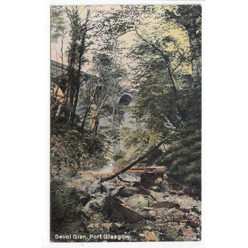 Devol Glen Showing Viaduct Port Glasgow Renfrewshire Postcard 1849