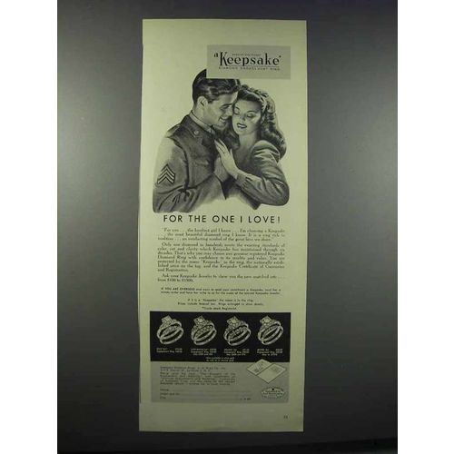 1945 Keepsake Diamond Engagement Rings Ad - For the One