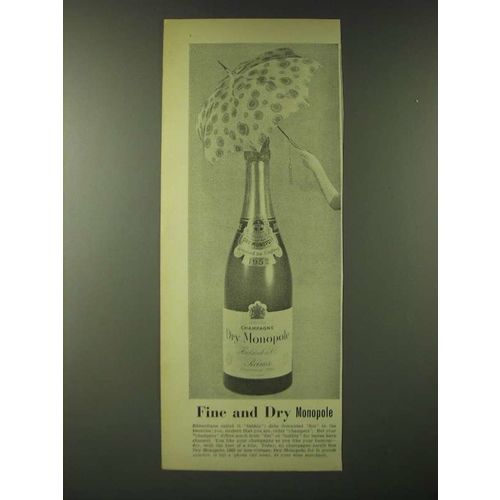 1960 Dry Monopole Champagne Ad - Fine and Dry Monopole