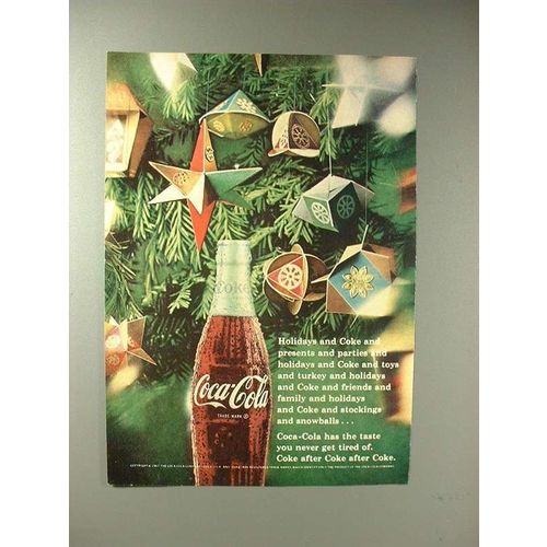 1967 Coca-Cola Coke Soda Ad - Holiday Decorations