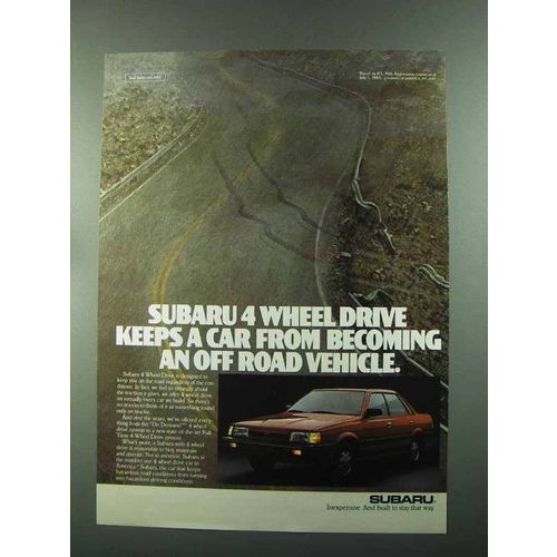 1987 Subaru Car Ad - Keeps From Being Off Road