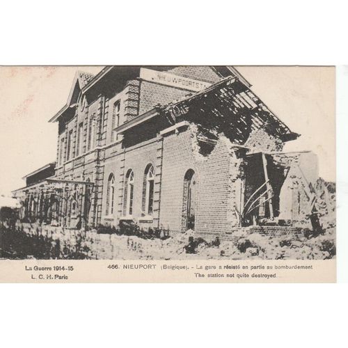 Nieuport Station Not Quite Destroyed World War One War Damage Postcard (WD179)