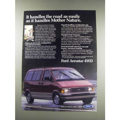 1991 Ford Aerostar 4WD Ad - It handles the road as easily