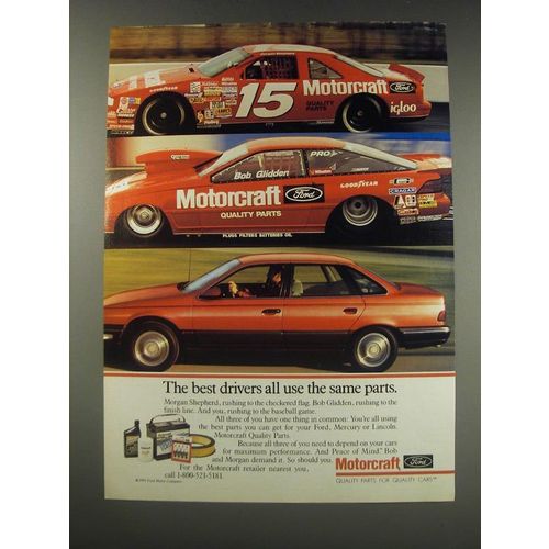1991 Ford Motorcraft Parts Ad - Morgan Shepherd and Bob Glidden