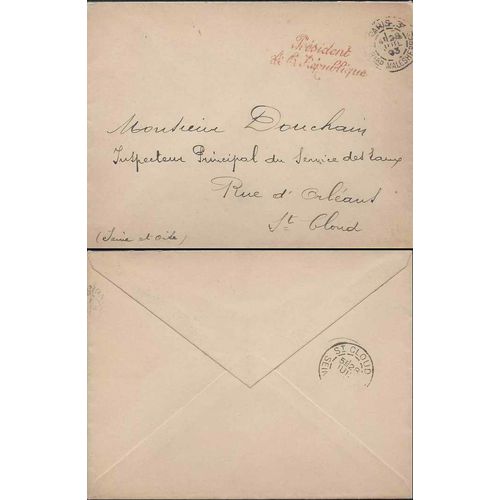 France Stampless 1893 from "President of the Republique" Paris to St. Cloud