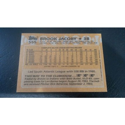1988 Topps Card # 555 Brook Jacoby Excellent (5) Cleveland Indians