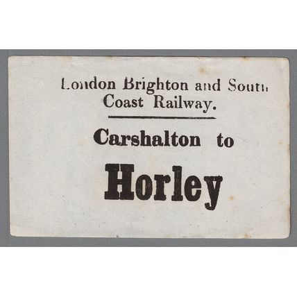 LONDON BRIGHTON & SOUTH COAST RAILWAY LUGGAGE LABEL - CARSHALTON to HORLEY