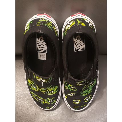 VANS CHRISTMAS GRINCH LIKE GLOW IN DARK EYES SLIP ON SHOES MEN'S 7.5 WOMEN 9