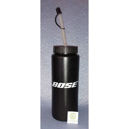 RARE BOSE BLACK WATER BOTTLE circa 1999 with WHITE LOGO and CLEAR STRAW