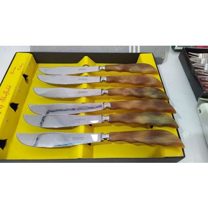 complete set steak knife knives 6 serated edge de luxe cutlery vintage ashberry