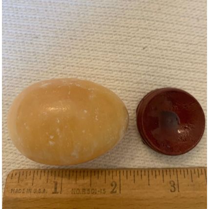 2" Calcite Crystal Egg Yellow Healing Chakra Stone Meditation Crystals W Stand