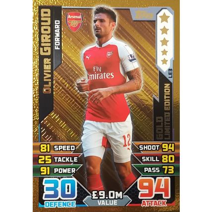 MATCH ATTAX 2015/16 Premier League Olivier Giroud GOLD LIMITED EDITION LE3g