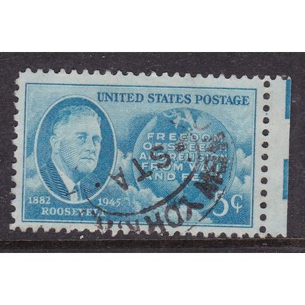 United States POSTMARK NEW YORK STA. Parcel cancel Roosevelt 5c VGC
