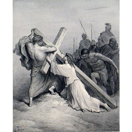 JESUS FALLING BENEATH THE CROSS 1885 Gustave Doré Pannemaker ANTIQUE ENGRAVING