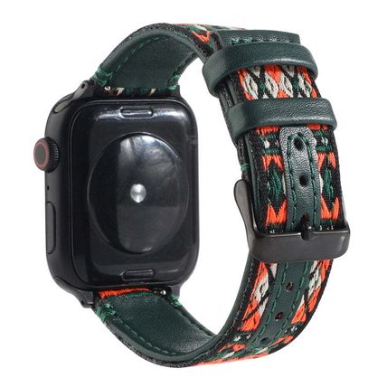 Ethnic Leather Watchband For Apple Watch Series 6 & SE & 5 & 4 40mm / 3 & 2 & 1