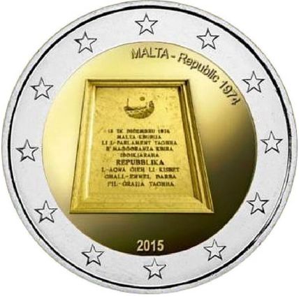 Malta 2015 - 2 Euro Commemorative - Republic of Malta 1974 (UNC)